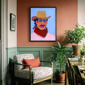 Smoking Cowboy Red Hair Jack Texas Western shown framed by Crum Art