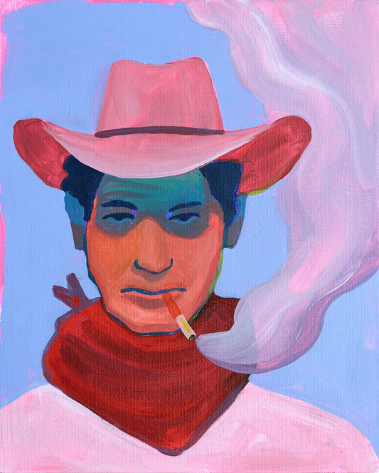 Mack Steed the Smoking Cowboy Art Print | Western Decor by Caya Crum | West Texas Series | Crum Art