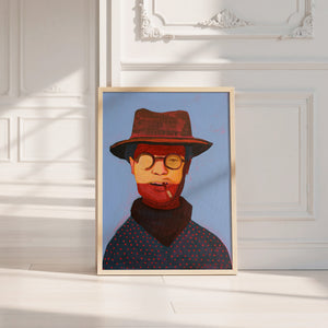 Clyde cowboy art print by Caya Crum — neutral frame room mockup