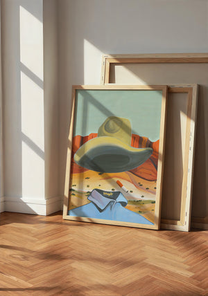 Ghost Cowboy cowboy art print by Caya Crum — neutral frame room mockup