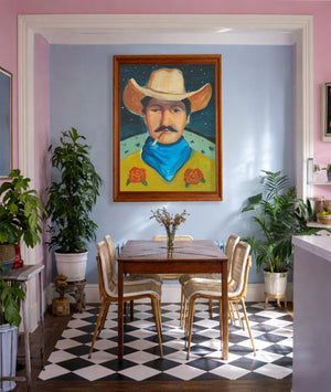 Bronc Buster Yellow Pink shown framed by Crum Art