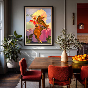 Cowboy Bronc Buster shown framed by Crum Art