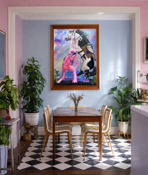 Bronc Buster Yellow Pink shown framed by Crum Art