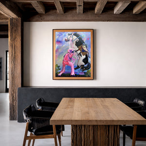 Cowgirl Bronc Buster Girl shown framed by Crum Art