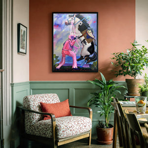 Cowgirl Bronc Buster Girl shown framed by Crum Art