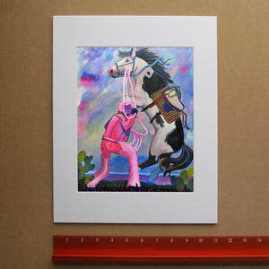 Martha cowgirl bronc buster print by Caya Crum, hand-signed vertical print