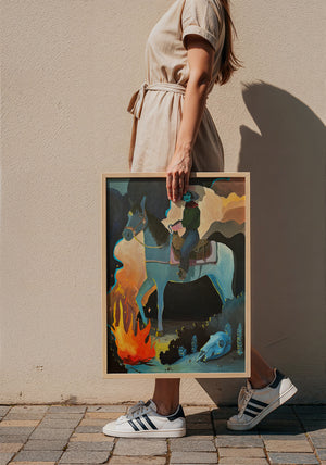 Missy Night Ride horse art print by Caya Crum — framed with velvet mat
