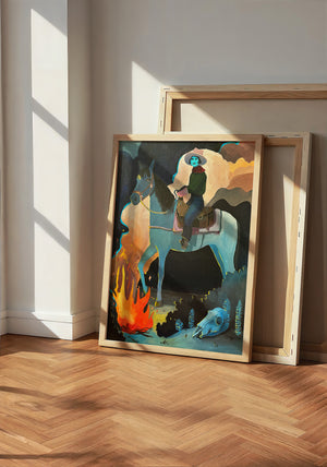 Missy Night Ride horse art print by Caya Crum — neutral frame room mockup