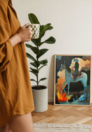 Missy Night Ride horse art print by Caya Crum — framed with velvet mat