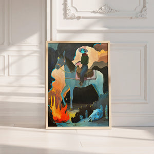 Missy Night Ride horse art print by Caya Crum — neutral frame room mockup