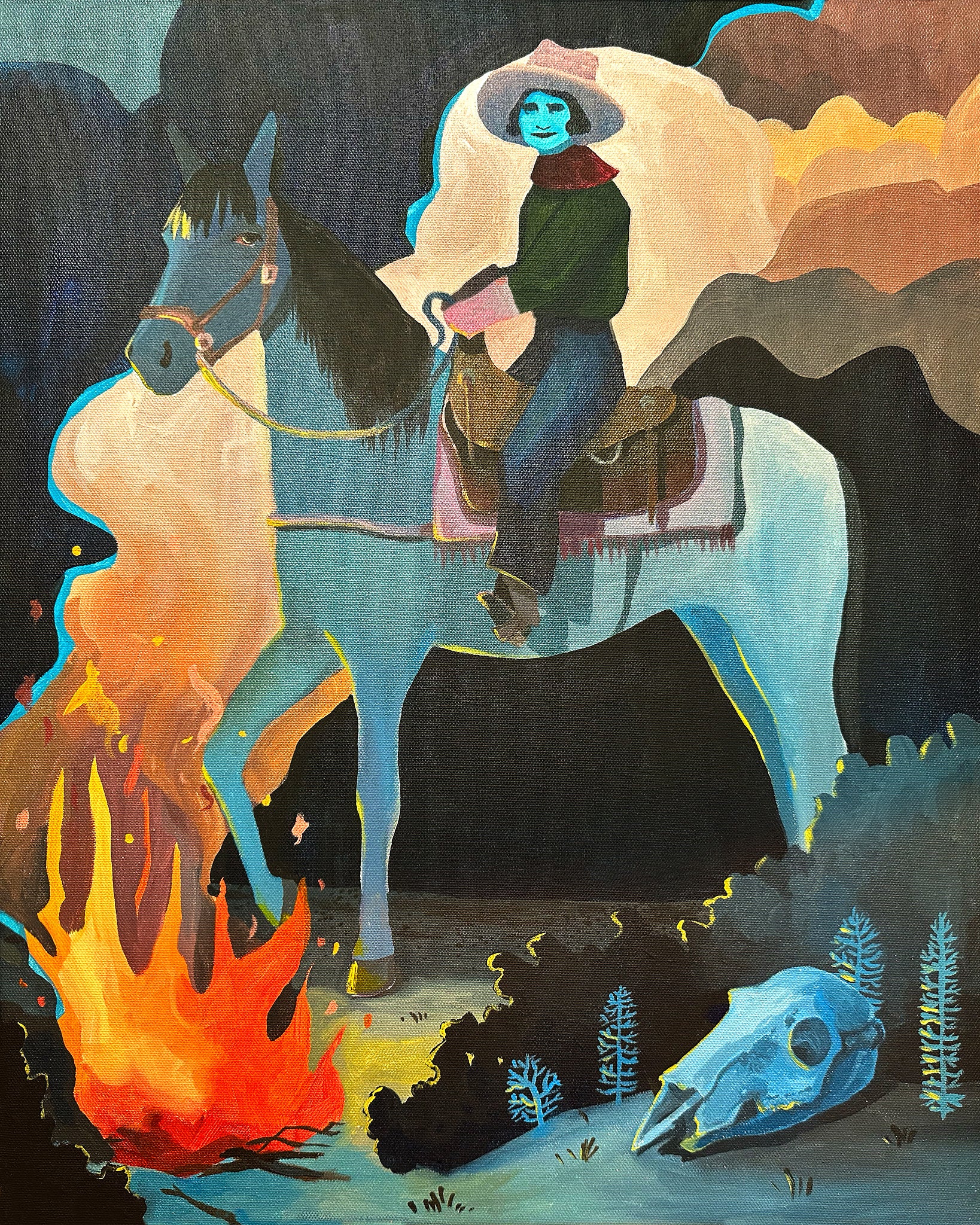 Western Wall Decor — Cowgirl Print - Missy and Her Horse Take A Night Ride | Caya Crum Art