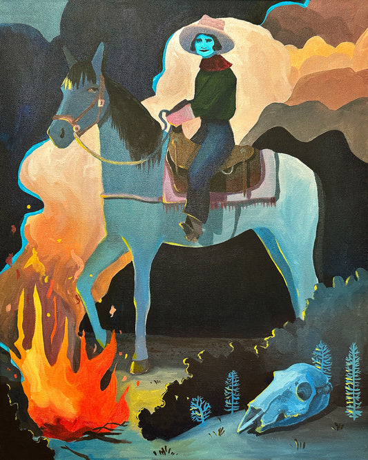 Western Wall Decor — Cowgirl Print - Missy and Her Horse Take A Night Ride | Caya Crum Art