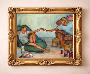 Creation of Sonic weirdcore art print by Caya Crum — in a gold frame