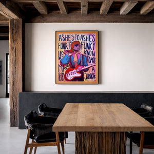 David Bowie Ashes To Ashes Lyric Fan shown framed by Crum Art