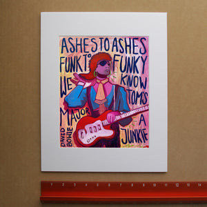 David Bowie Art Ashes to Ashes Lyric Fan Art  | Lyrics and Quotes Print  | Caya Crum