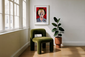 Cowboy Bowie music wall art print by Caya Crum — framed with velvet mat
