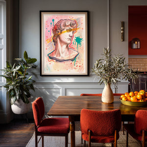 David Statue Pop shown framed by Crum Art