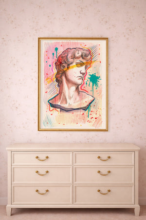 David Statue Pop shown framed by Crum Art