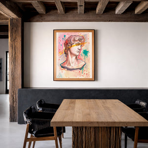 David Statue Pop shown framed by Crum Art