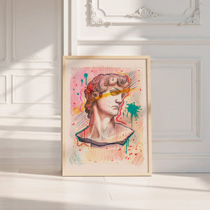 Graffiti David Statue Greco Roman art print by Caya Crum — neutral frame room mockup