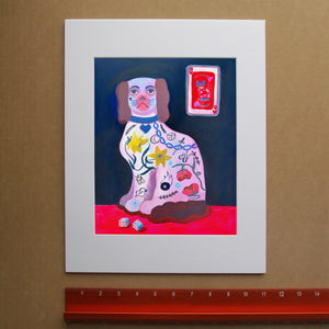 Preppy dog art print by Caya Crum, hand-signed vertical fine art print
