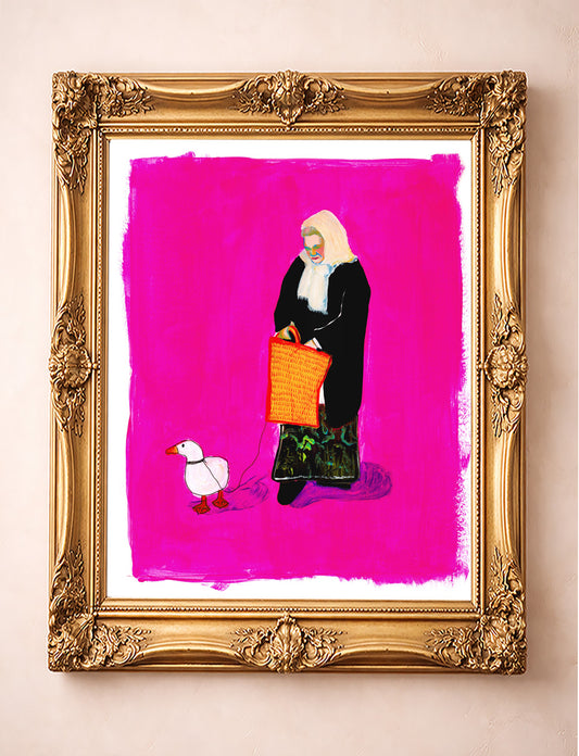Duck Lady Art Print — Grandma Cottage Core Decor Weirdcore Art Prints | Caya Crum Art