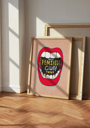 Feminist Club Poster art print by Caya Crum — neutral frame room mockup