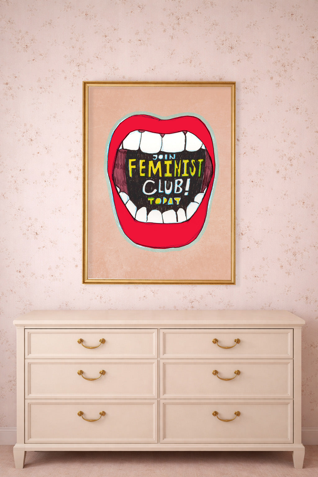 Feminist Club Poster Girl Power Empowerment Wall shown framed by Crum Art
