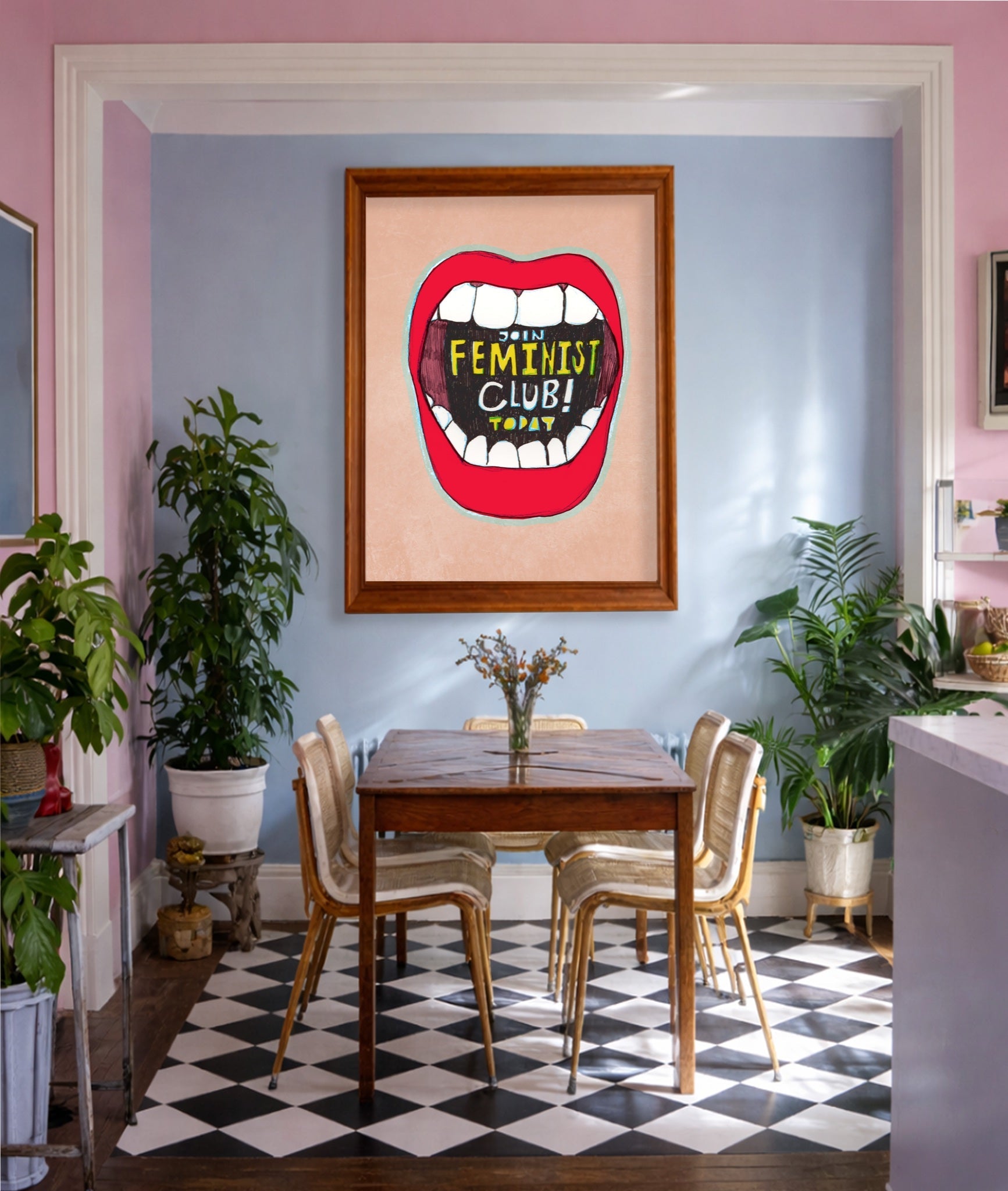 Feminist Club Poster Girl Power Empowerment Wall shown framed by Crum Art