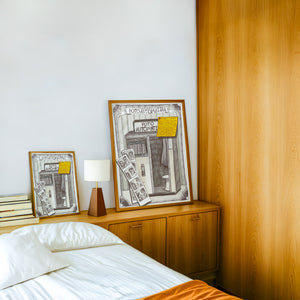 Fotoautomatica Florence travel art print by Caya Crum — framed in a wood-accent room