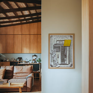 Fotoautomatica Florence travel art print by Caya Crum — framed in a wood-accent room