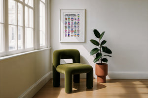 Alphabet of Fort Worth art print by Caya Crum — framed with velvet mat