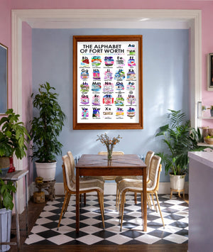 Fort Worth Fort Worth Alphabet Alphabet Of Fort Worth Abc S Of Fort Worth Cayaalpha shown framed by Crum Art