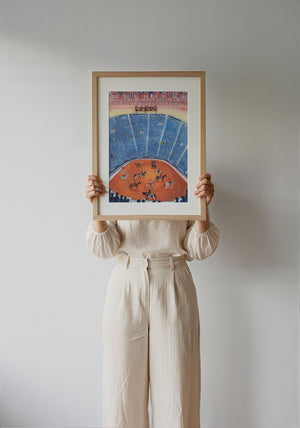 Fort Worth Rodeo Arena rodeo art print by Caya Crum — framed with velvet mat