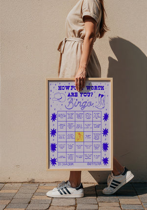 Bingo Card Blue Fort Worth art print by Caya Crum — framed with velvet mat