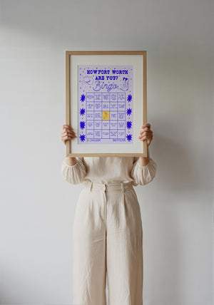 Bingo Card Blue Fort Worth art print by Caya Crum — framed with velvet mat