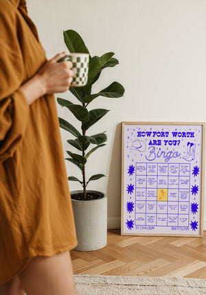 Bingo Card Blue Fort Worth art print by Caya Crum — framed with velvet mat
