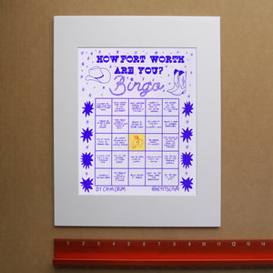 Fort Worth Art Prints — Fort Worth Bingo Card Purple Edition 2 Print | Caya Crum Art