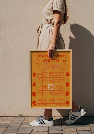 Bingo Card Orange Fort Worth art print by Caya Crum — framed with velvet mat