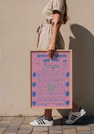 Bingo Card Pink Fort Worth art print by Caya Crum — framed with velvet mat