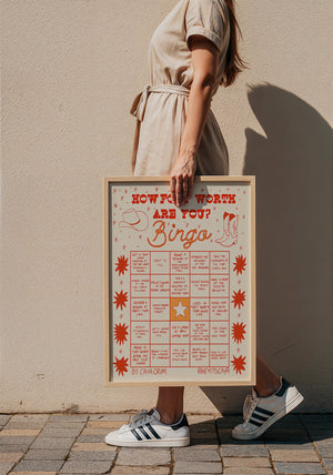 Bingo Card Yellow Fort Worth art print by Caya Crum — framed with velvet mat