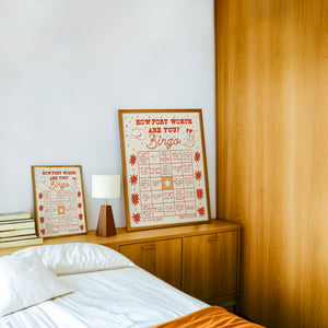 Bingo Card Yellow Fort Worth art print by Caya Crum — framed in a wood-accent room