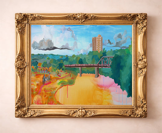 Trinity River Fort Worth art print by Caya Crum — in a gold frame