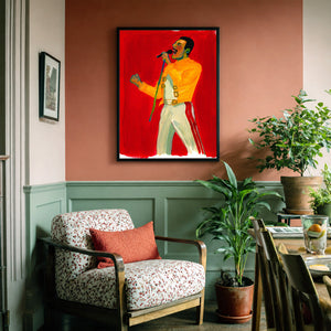Freddie Mercury Saint Fan shown framed by Crum Art