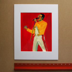 Freddie Live Aid 1985 fan art by Caya Crum, hand-signed vertical print