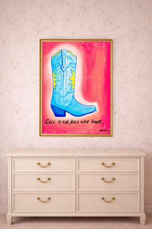 Fort Worth French Cowboy Boot Magritte Pipe But A Boot French Cowboy Boot Magritte Pipe But A Boot Aya Fwboot shown framed by Crum Art