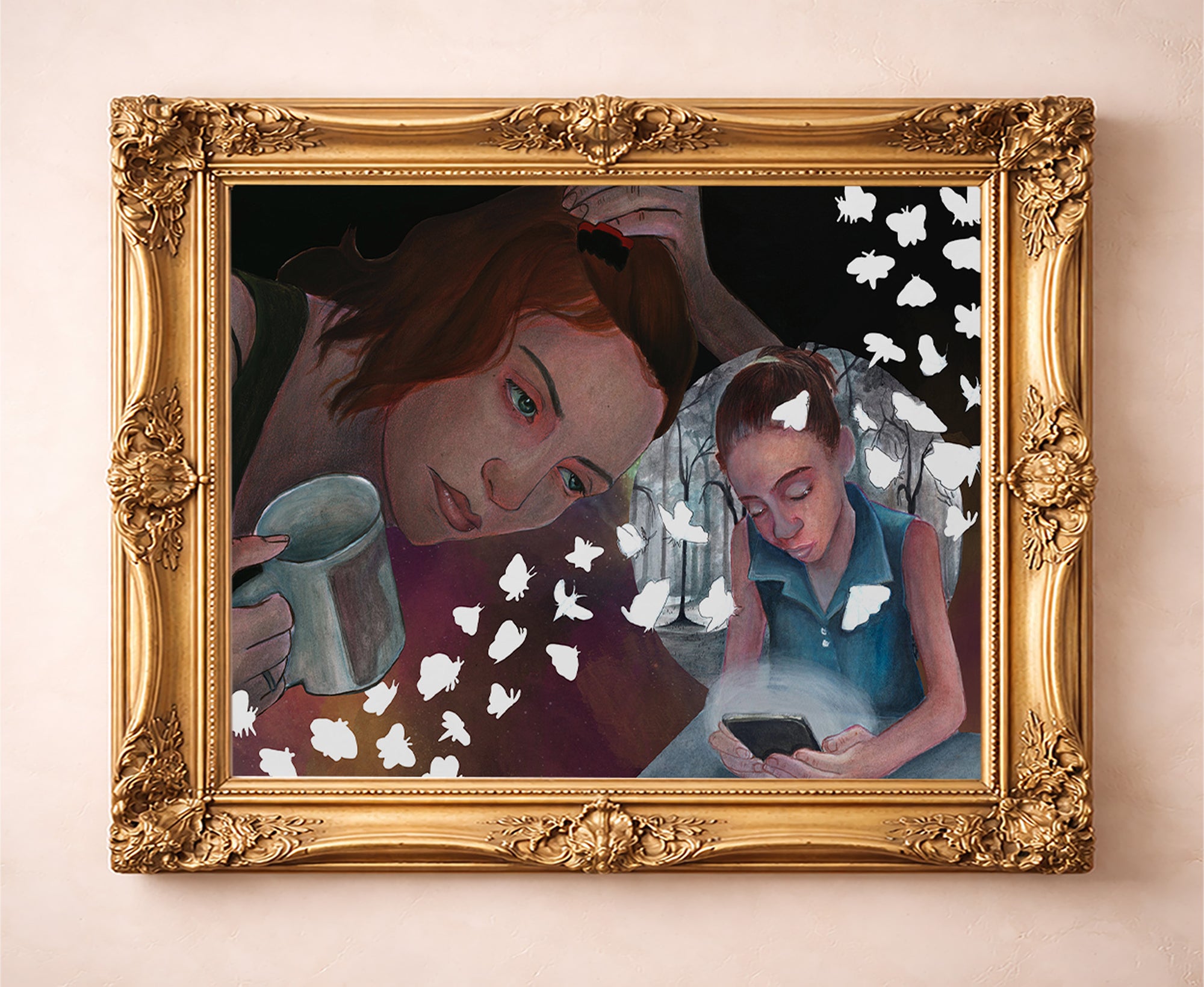 HOPE feminist art print by Caya Crum — in a gold frame