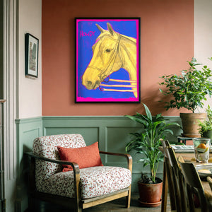 Howdy Horse Neon Yellow shown framed by Crum Art