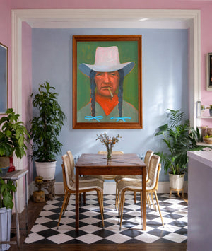Smoking Cowboy Rodeo Queen Dorothy Pink Spurs Texas Western shown framed by Crum Art