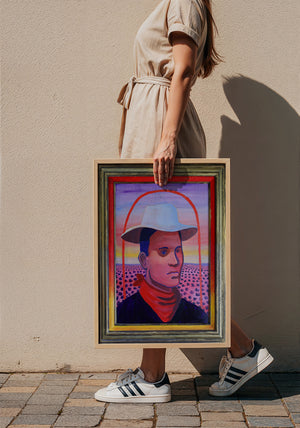 JY Crum Cowboy Portrait art print by Caya Crum — framed with velvet mat
